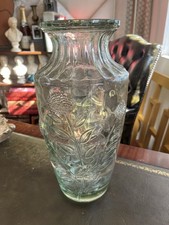 Vintage French Large Artisan Crafted Old Glass Flower Vase