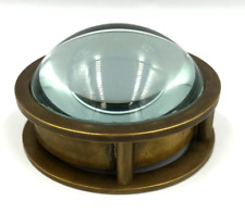 Antique Large Brass Desk Nautical Chart Magnifier Glass Loupe & Compass
