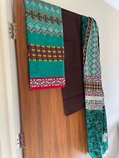 Asian dress unstitched salwar kameez ladies green and brown 3-piece suit