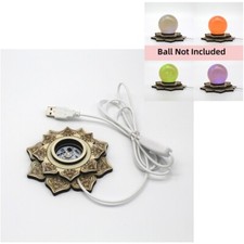 3D Lotus Flower Crystal Ball Wooden Holder LED Night Light Stones Sphere Holder