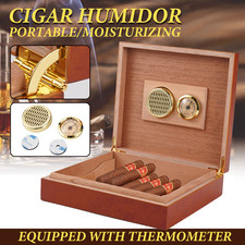 Cedar Wood Cigar Humidor Case Desktop Storage Box Humifider Hygrometer 20 counts