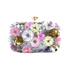 Women Floral Beaded Clutch