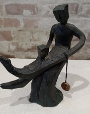 Vintage Cubist Bronze Resin Friendship Mother & Child FG/CWS Figurine REPAIRED