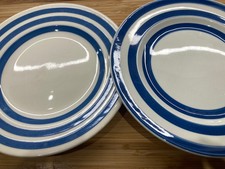 2 x mismatched Creamware Vintage Inc Swinnerton's Somerset Blue Dinner Plate