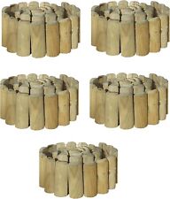 Natural Wooden Border Edging Roll Flexible Garden Fence, 1.0m x 15cm (pack of 5)