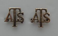 British Army WW2 Brass Auxiliary Territorial Service Collar Badges - ATS