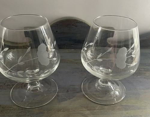 Pair vintage etched floral - pair,