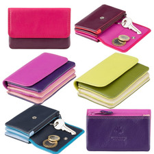 Visconti Womens Leather Tahiti Mini Coin Card & Keyring Purse Lime Red Blue