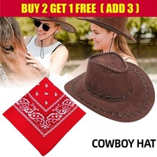 COWBOY HAT AND BANDANA WILD WESTERN FANCY DRESS COSTUME ACCESSORY