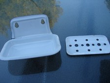 Vintage Antique French White Enamel 2 Piece Soap Dish Farmhouse Decor Nice Piece