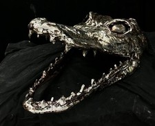 Metal Alligator Head Sculpture Handmade out of Recycled Metal – One-of-a-Kind