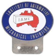Institute of Automotive Mechanical Engineers Australia Est 1936 Car Badge Emblem