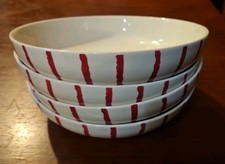 4x Whittard Red Striped Pasta Bowls 21cm