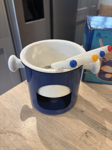 Vintage bhs blue enamel - vintage, fondue
