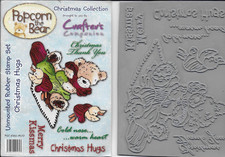 Crafters Companion POPCORN THE BEAR CHRISTMAS COLLECTION Unmounted rubber stamp