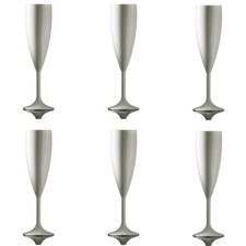 Champagne Flute White - Reusable Polycarbonate Plastic - 187ml/6.6oz - Pack of 6