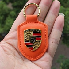 NEW PORSCHE LEATHER CREST KEY