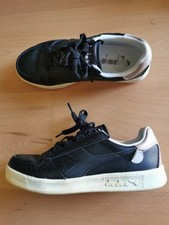 Diadora Womens Black Leather Sneakers Trainers UK 4.5 Playwear 