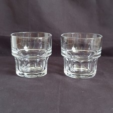 Libbey Duratuff Drinking Glass X 2 H 8cm Clear Glass Stackable Home Bar Pub USA