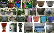 Round Plastic Plant Pot Garden Flower Planter Pots Barrels Tubs Outdoor All New