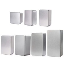 Small Silver Metal Tin Box Empty Storage Box Money Coin Key Storage Container