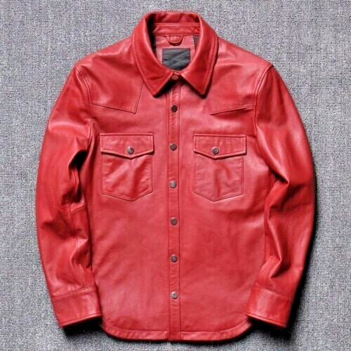 Men leather shirt - men's,