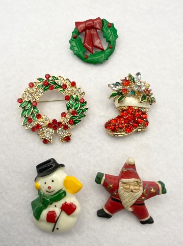 Vintage christmas brooch pins - brooch,