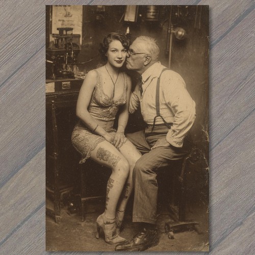 Postcard tattooed flapper - postcard,