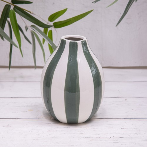 Striped vase pink green - pink, &