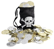 Pirate Loot Bag With Coins Adults Pirate Fancy Dress Costume Prop Mens Ladies