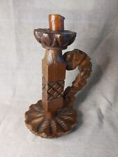 Chunky Vintage Handcarved Wooden Rustic Feel Candlestick Holder