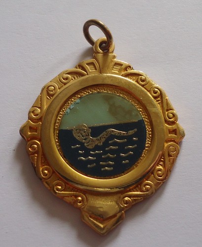 Vintage swimming medal fob - swimming,