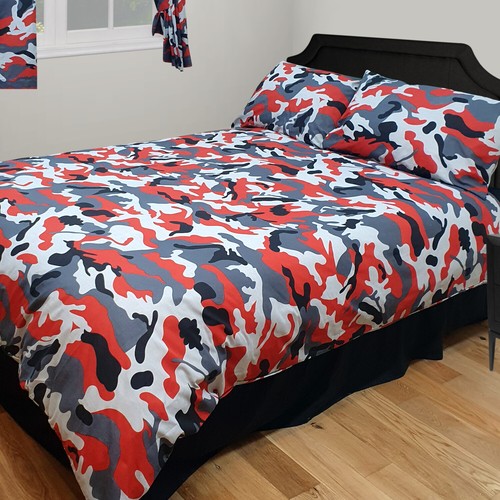 Camo red bedding curtains - red,