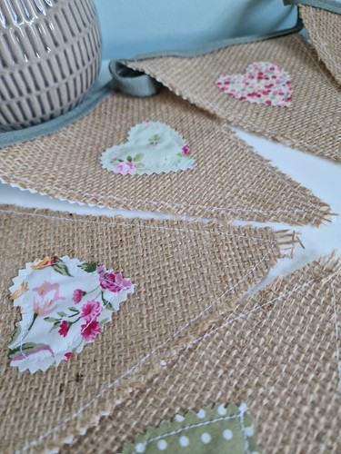 Hessian hearts handmade fabric - hearts,