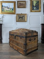 19th-Century Leather-Bound Domed Strapwork Chest (Pirate’s Trunk)
