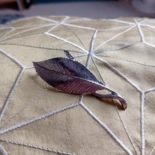 Vintage Hollywood Signed Silver Tone Leaf Brooch