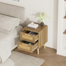 Rattan Weave Bedside Table