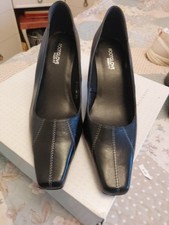 M&S Footglove Women's Black Court Shoes Wide Fit Size 5.5 New Without Box