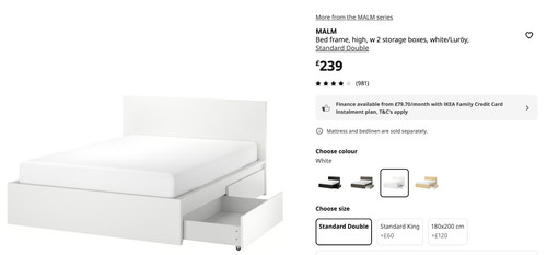 Ikea malm double bed frame - malm,