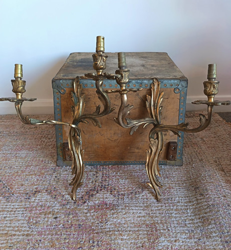 Pair french ornate gilt - ornate, bronze