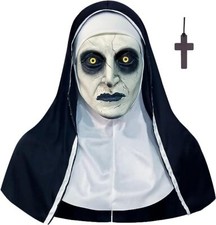 Halloween Conjuring Valak Cosplay Costume Scary Nun Horror Mask W Cross Necklace