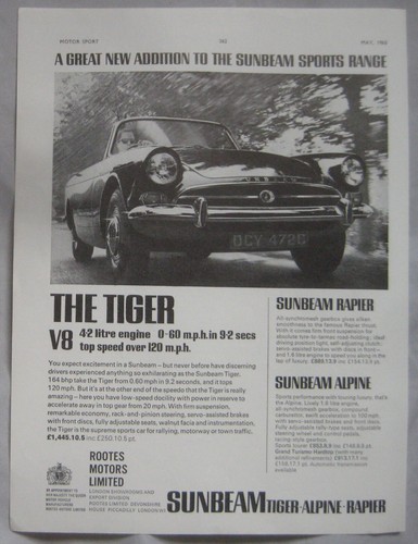 1965 sunbeam tiger - tiger, original