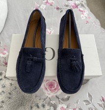 Ladies Navy Suede Hugs & Co Tassel Loafers Size 6