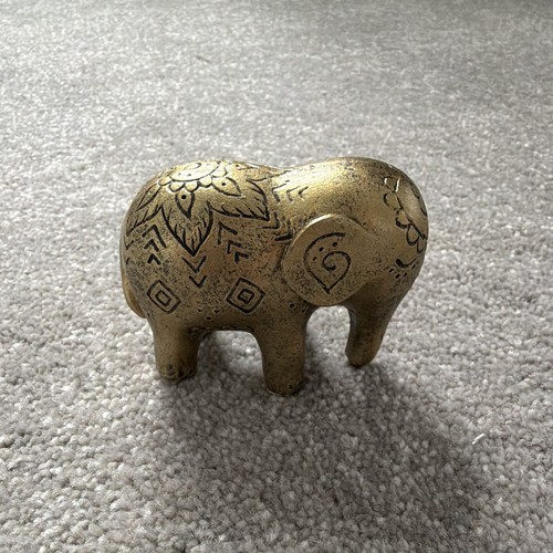 Small brass elephant figurine - elephant,