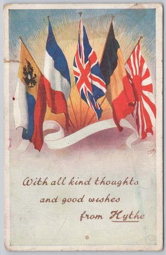 Ww1 allies flags postcard - flags,