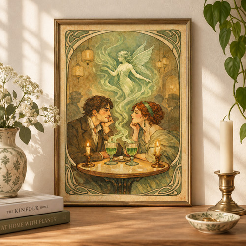 Art nouveau absinthe - absinthe, lovers