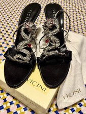 Vicini/Giuseppe Zanotti S/S 2004 Dragon Black Satin Heels size 41 (7.5)