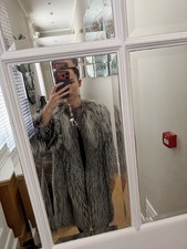 Silver Fox Long Fur Coat Size