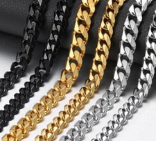 18-90cm Stainless Steel Curb Link Chain Bracelet Necklace 10/8/6/4/3mm C5
