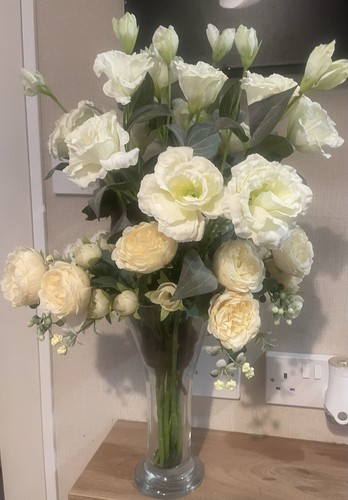 Large tall creamy white faux - /,